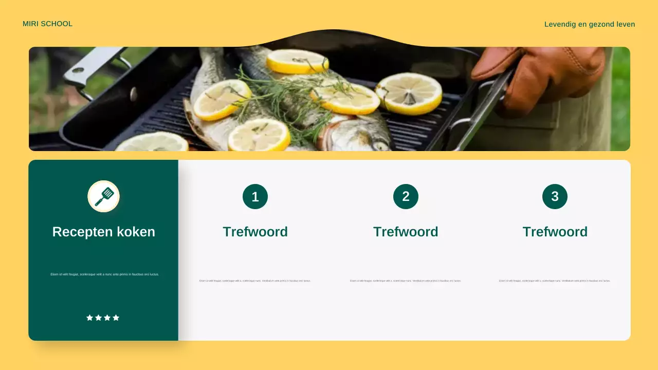 Gele moderne buitenkookaankondiging presentatie