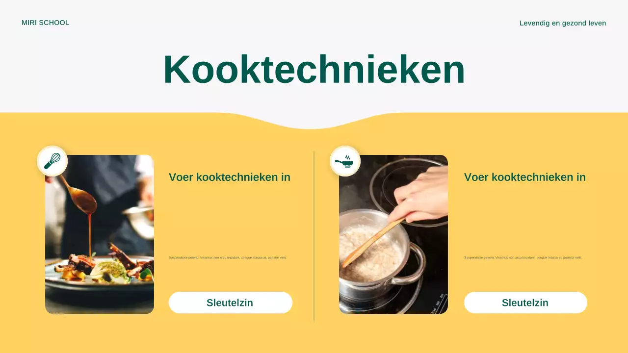 Gele moderne buitenkookaankondiging presentatie