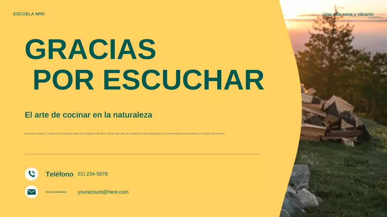 Presentación del anuncio de cocina moderna al aire libre en amarillo