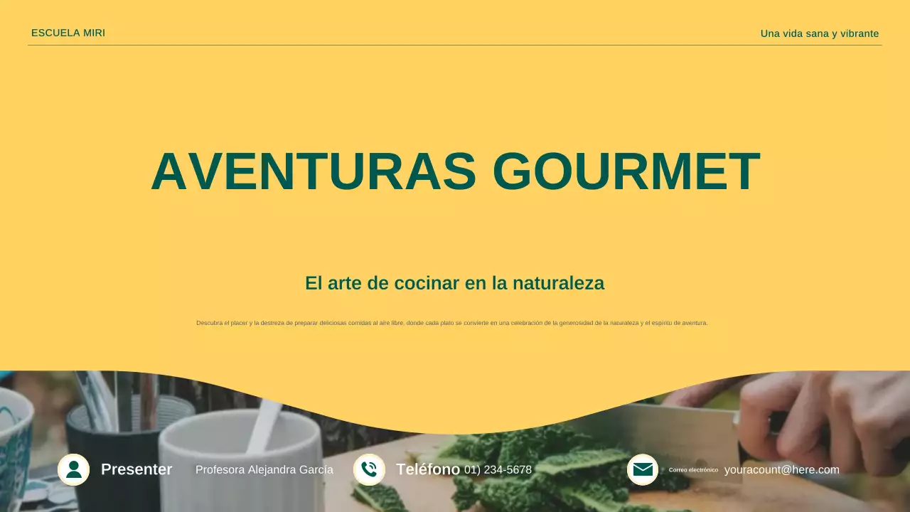 Presentación del anuncio de cocina moderna al aire libre en amarillo