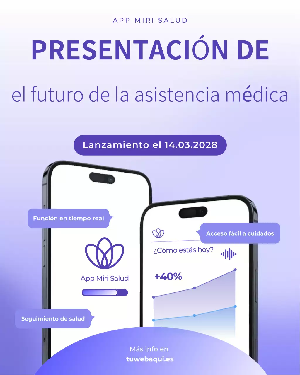 Publicación de Instagram de presentación de la aplicación Purple and White Health Care