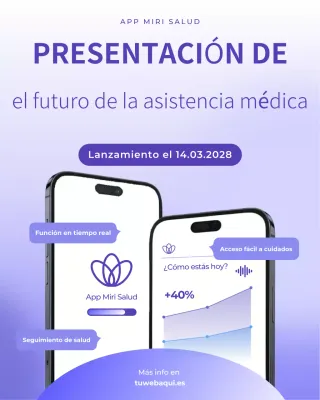 Publicación de Instagram de presentación de la aplicación Purple and White Health Care