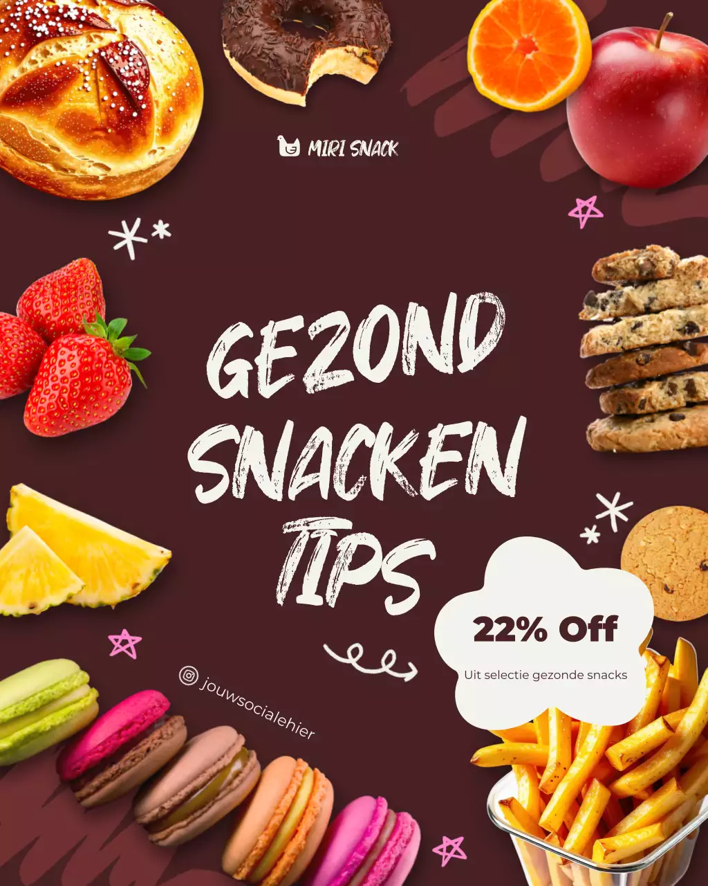 bruin handgetekende moderne food retail trade promotion instagram post