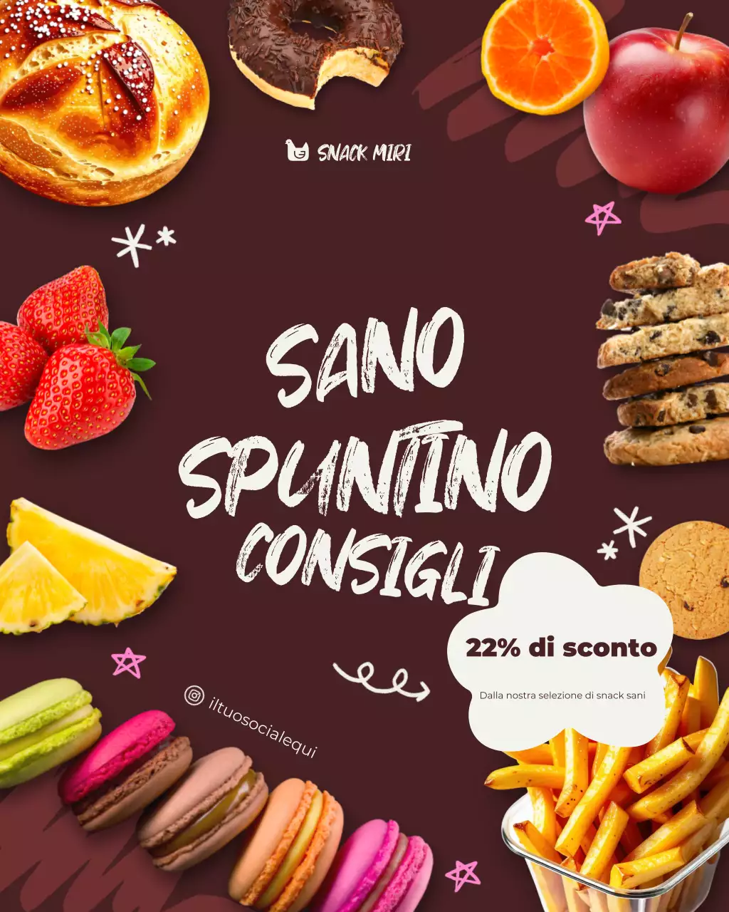 promozione del commercio al dettaglio di cibo moderno disegnato a mano marrone post instagram