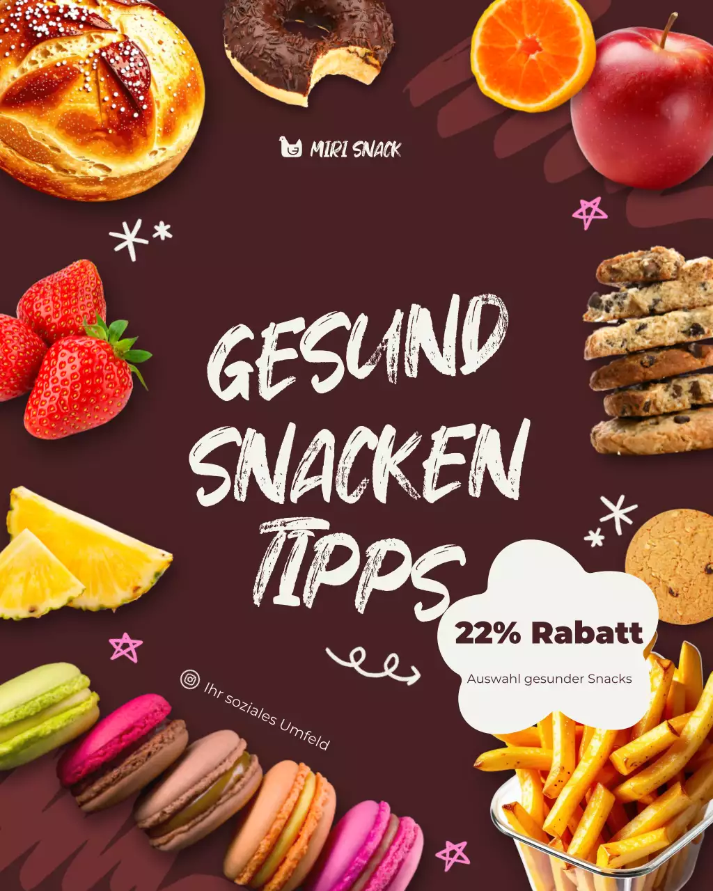 brauner handgezeichneter moderner instagram post zur förderung des lebensmitteleinzelhandels