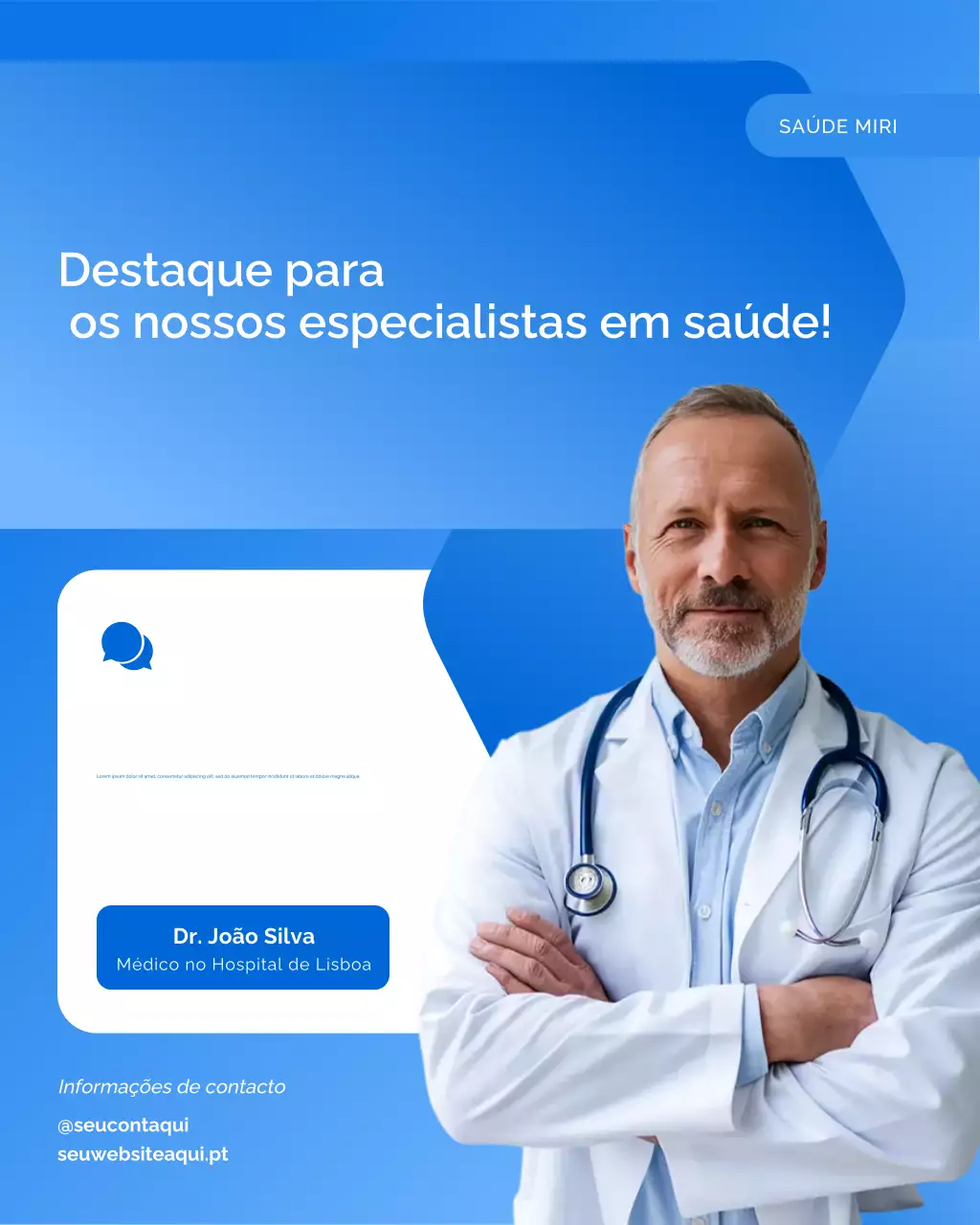 Postagem do Instagram do Insight da Equipe de Saúde Azul e Branco