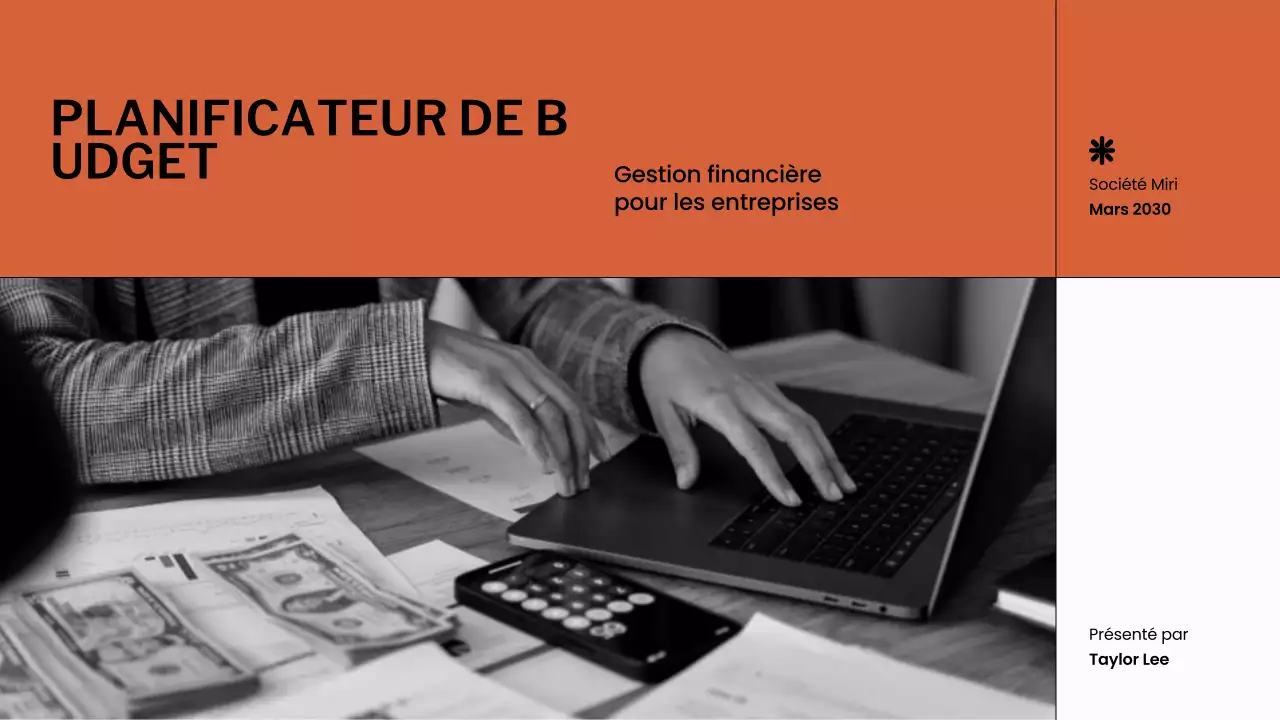 Présentation du planificateur budgétaire orange et blanc