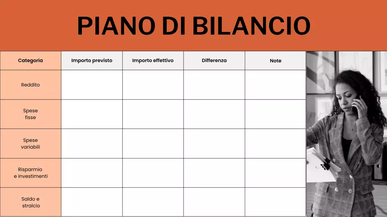 Presentazione del pianificatore di budget arancione e bianco