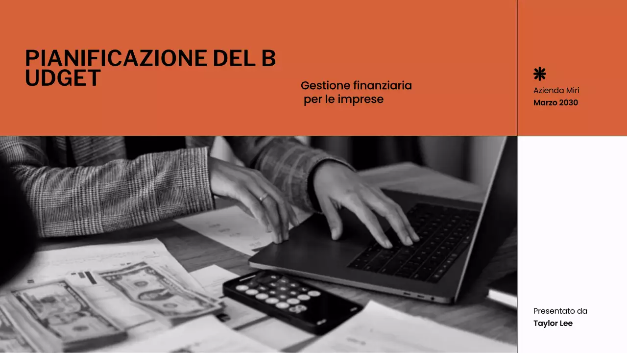 Presentazione del pianificatore di budget arancione e bianco