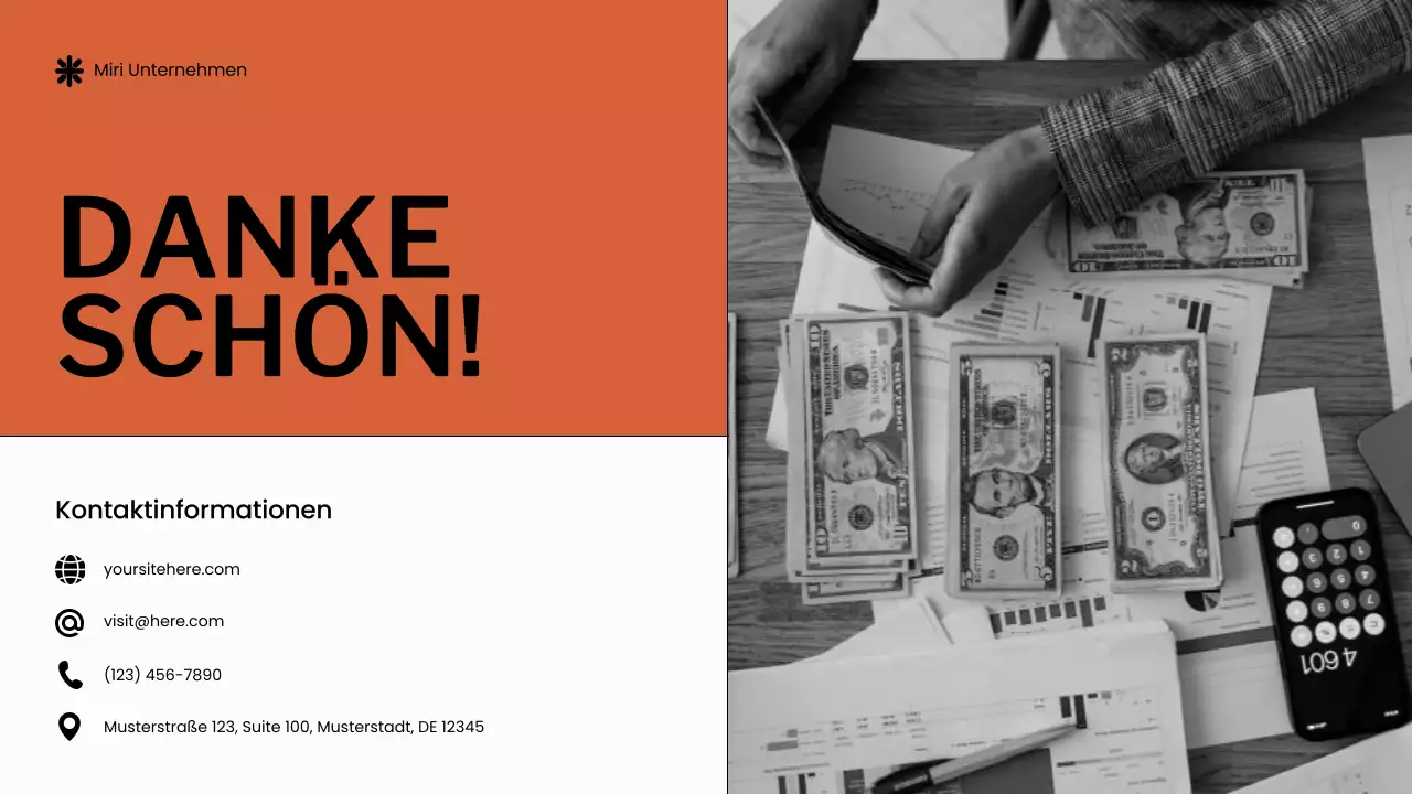 Orange-weißer Budgetplaner Präsentation