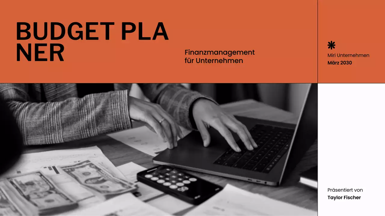 Orange-weißer Budgetplaner Präsentation