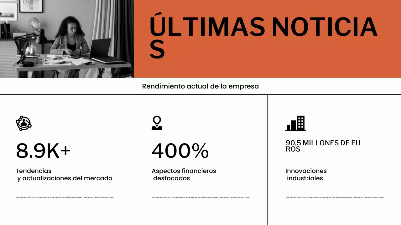 Presentación del planificador de presupuesto naranja y blanco