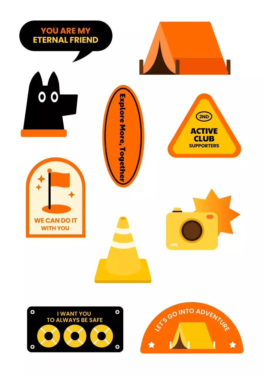 Koleksi stiker ilustrasi kitsch