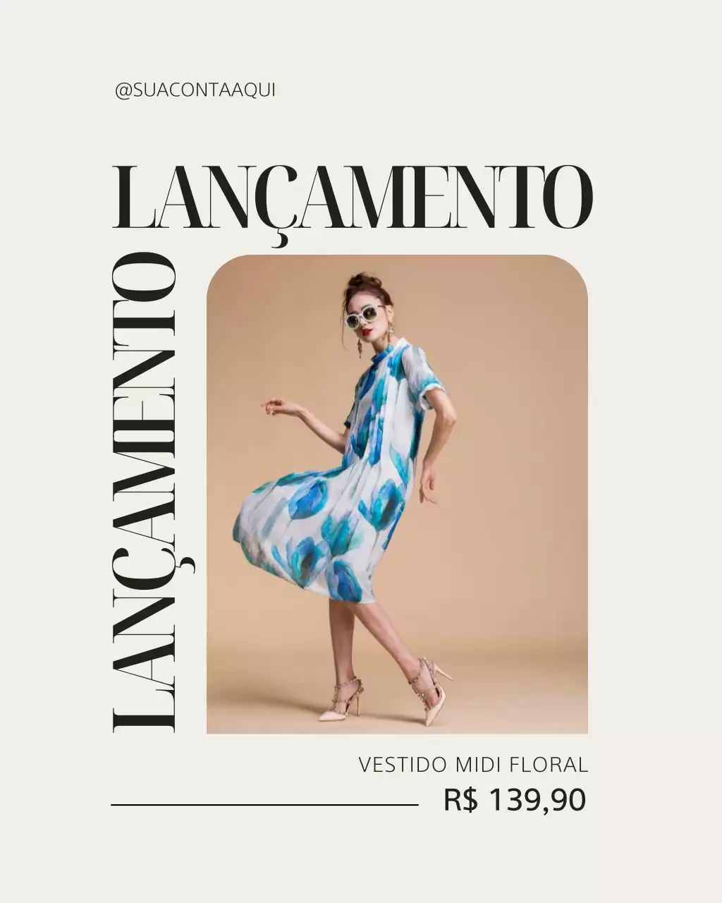 Publicação de moda floral azul no Instagram