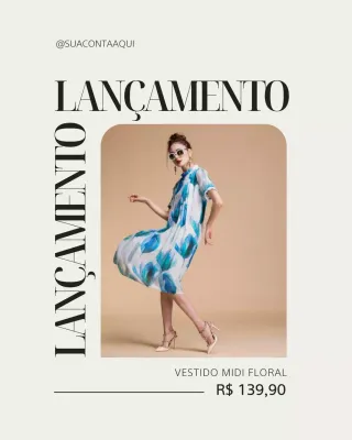 Publicação de moda floral azul no Instagram