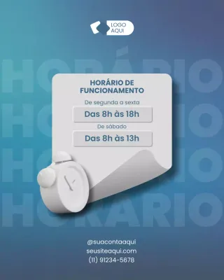 Postagem no Instagram sobre o horário de funcionamento da Blue Modern Business