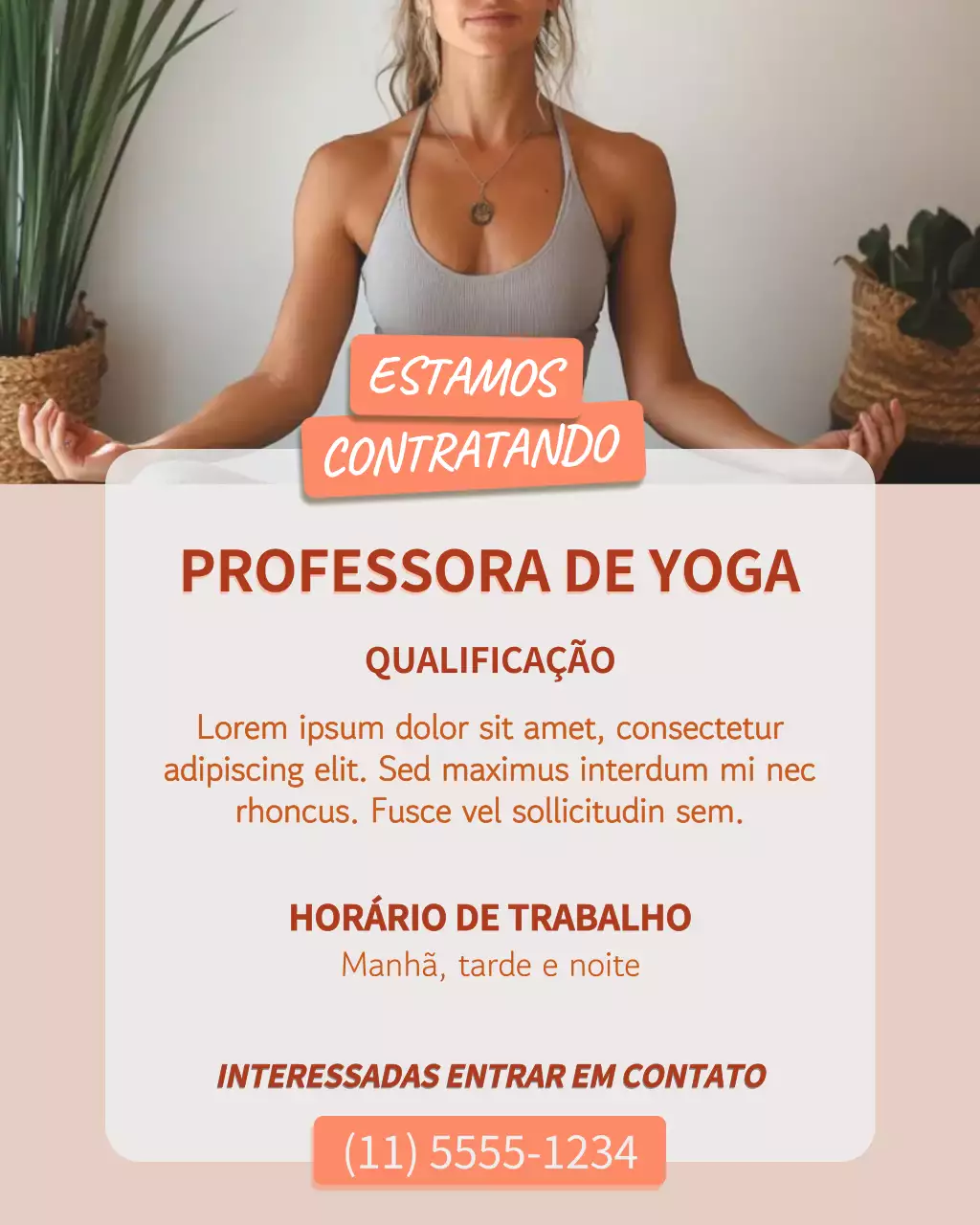 Postagem de recrutamento do Orange Modern Yoga no Instagram
