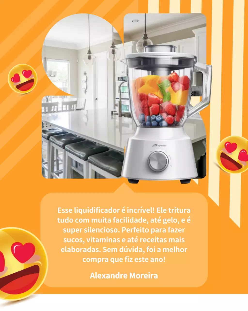 Postagem promocional do liquidificador Orange Modern Kitchen no Instagram