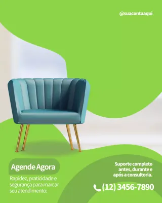 Publicação de anúncio de móveis modernos verdes no Instagram