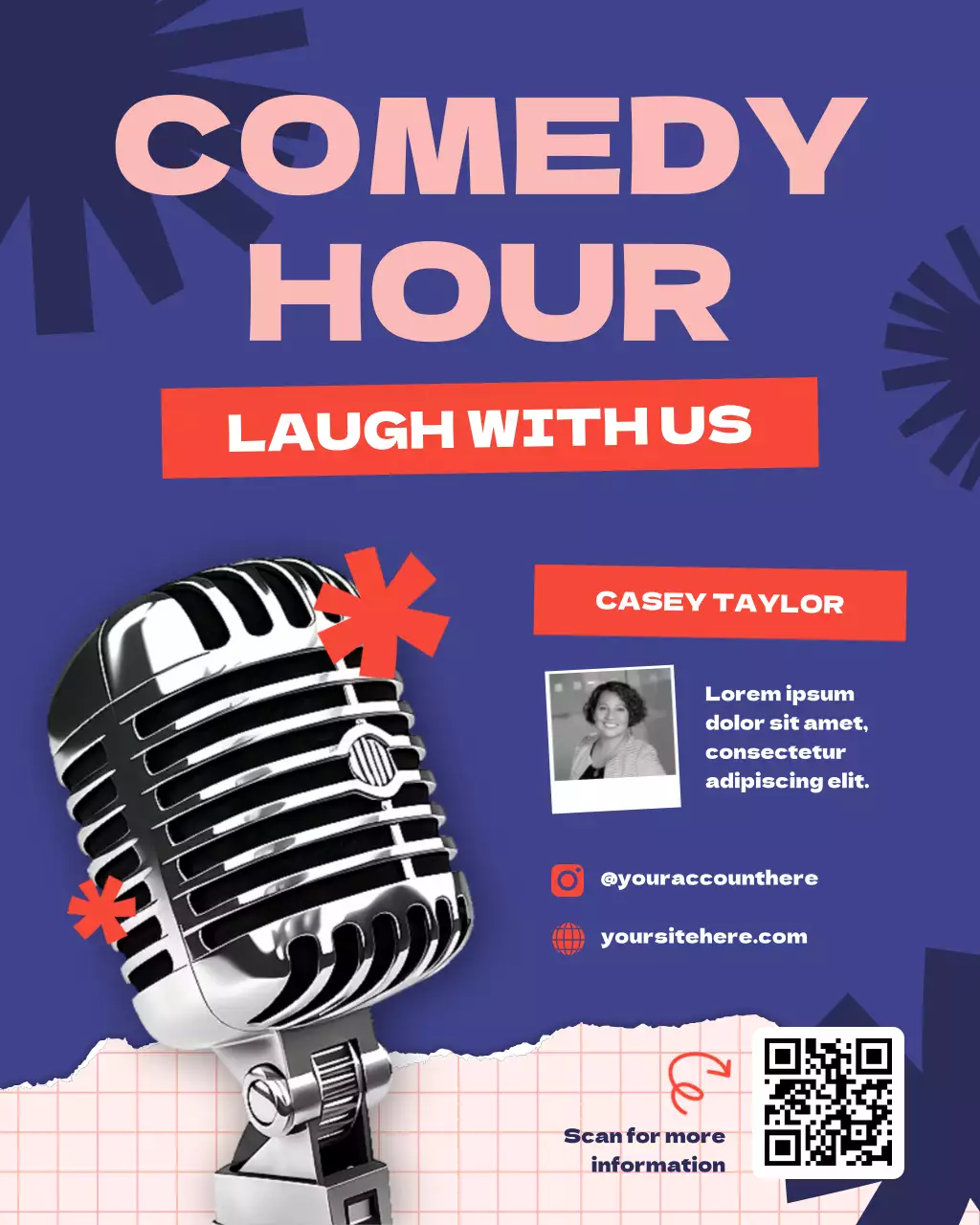 Blue and Orange Flat Comedy and Entertainment Podcast Cover Instagram Post