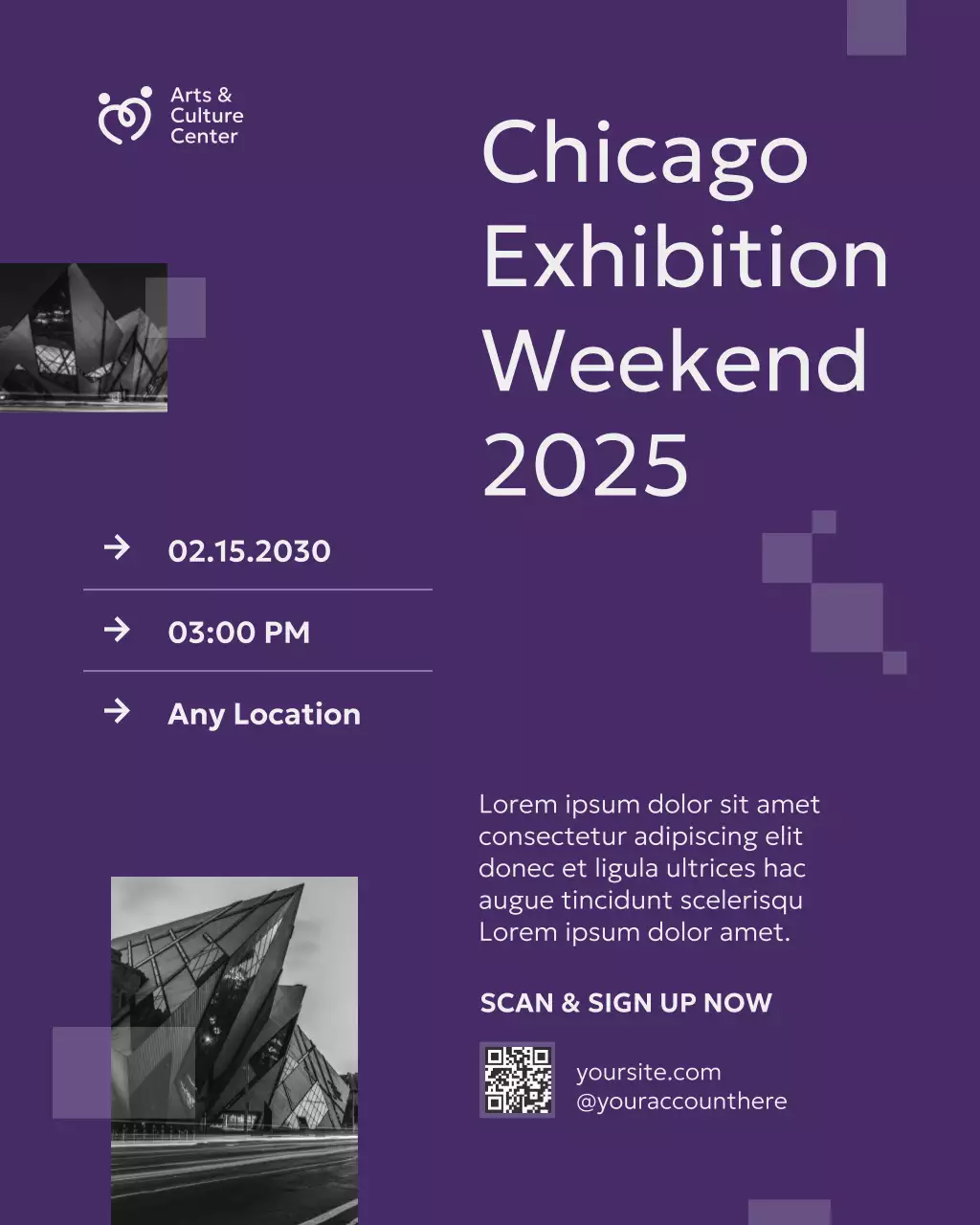 Purple Modern Exhibition Announcement Instagram Post