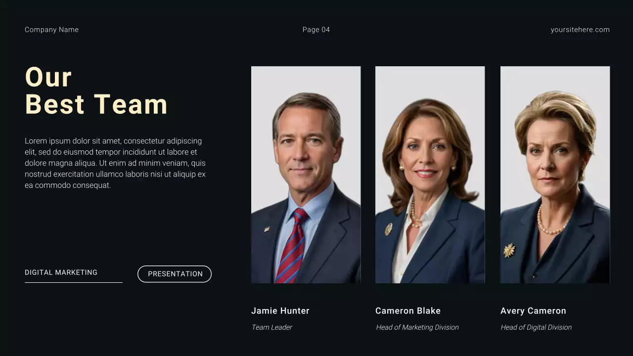 Apresentação de introdução à agência de marketing digital minimalista moderno em preto e branco