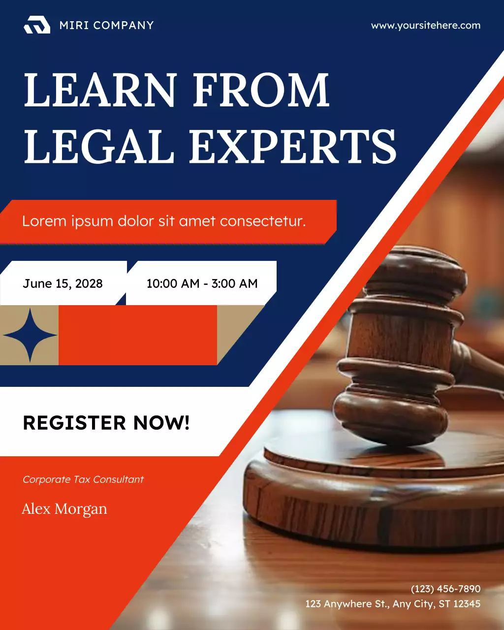 Red and Blue Modern Legal Event Announcement Instagram Post