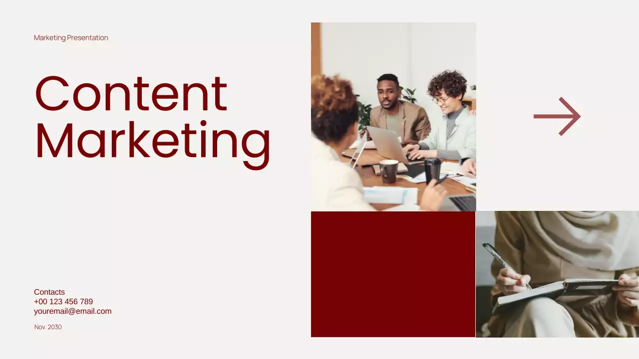 Trendy Red Minimal Content Marketing Presentation