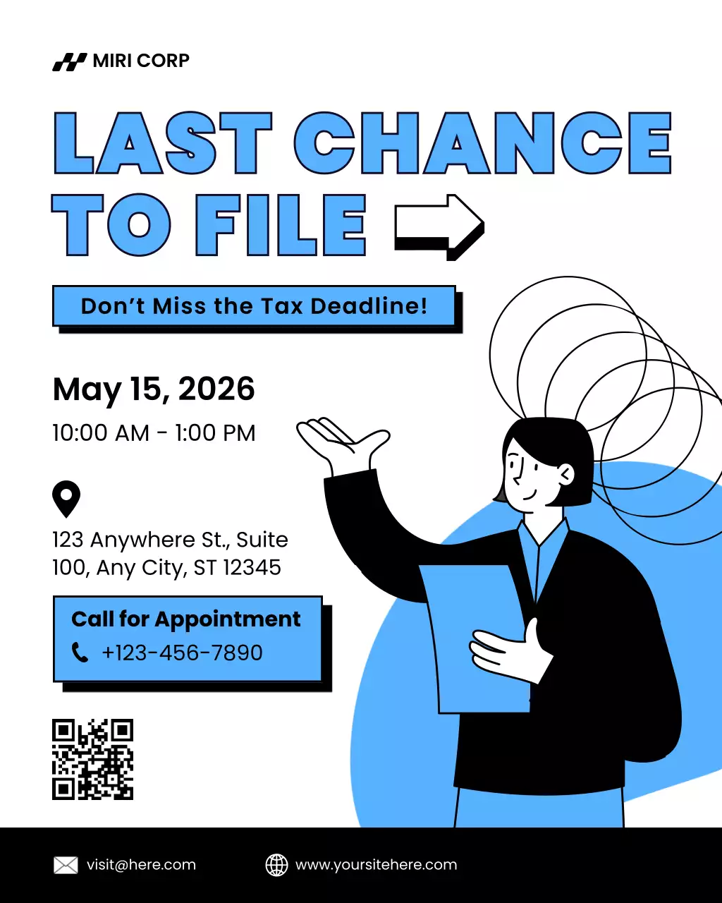 Blue and Black Modern Tax Announcement Instagram Post