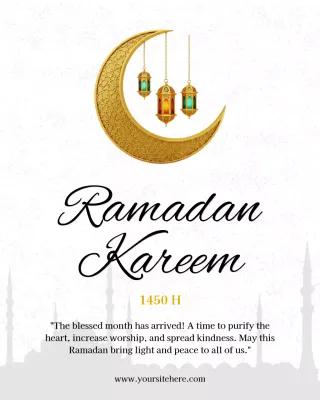 Undangan kartu ucapan Ramadan yang elegan dan berwarna emas