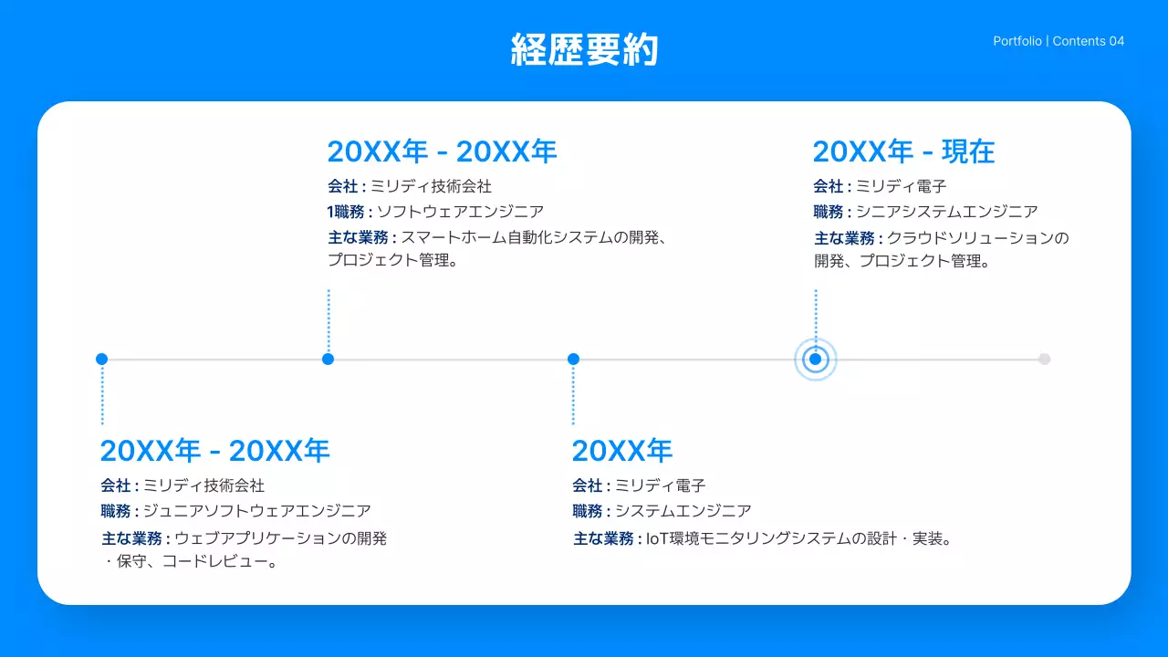 青 モダン プロフィール プレゼンテーション