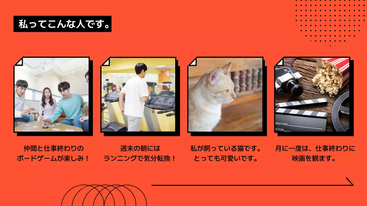 オレンジ シンプル 自己紹介 プラン プレゼンテーション