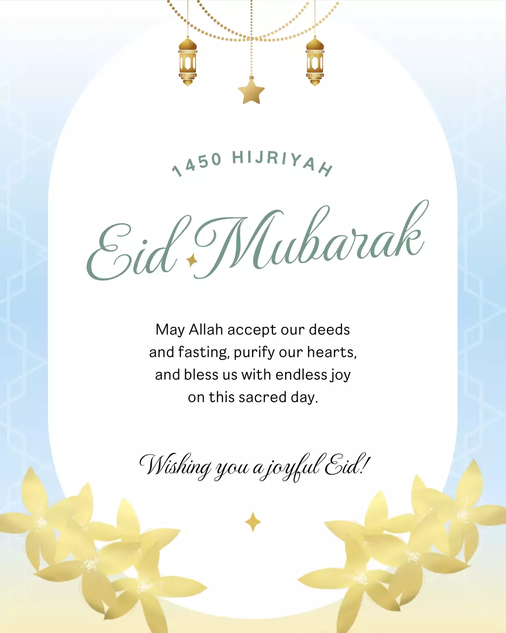 kartu ucapan Idul Fitri yang elegan dan berwarna emas