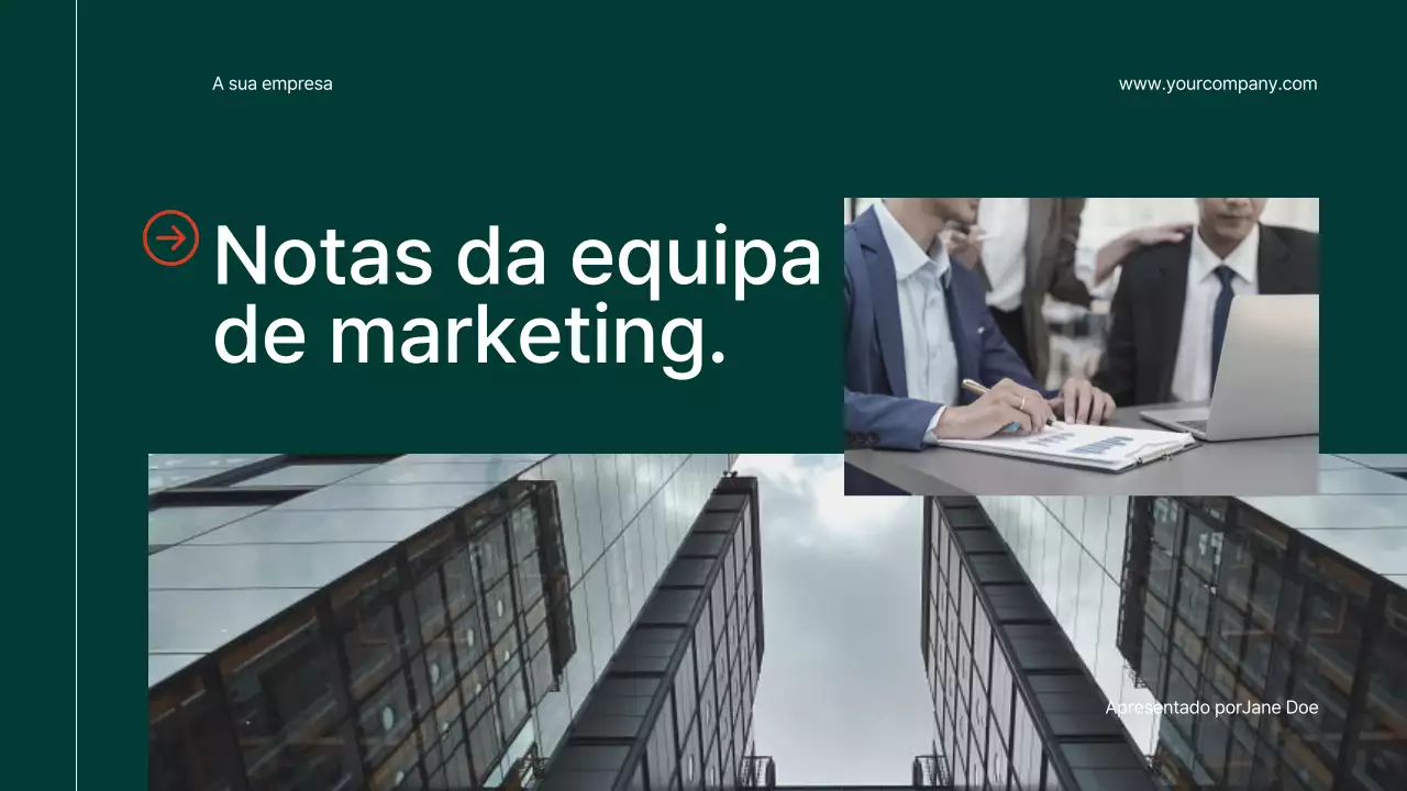 Laranja e verde Notas da equipa de marketing simples, modernas e elegantes