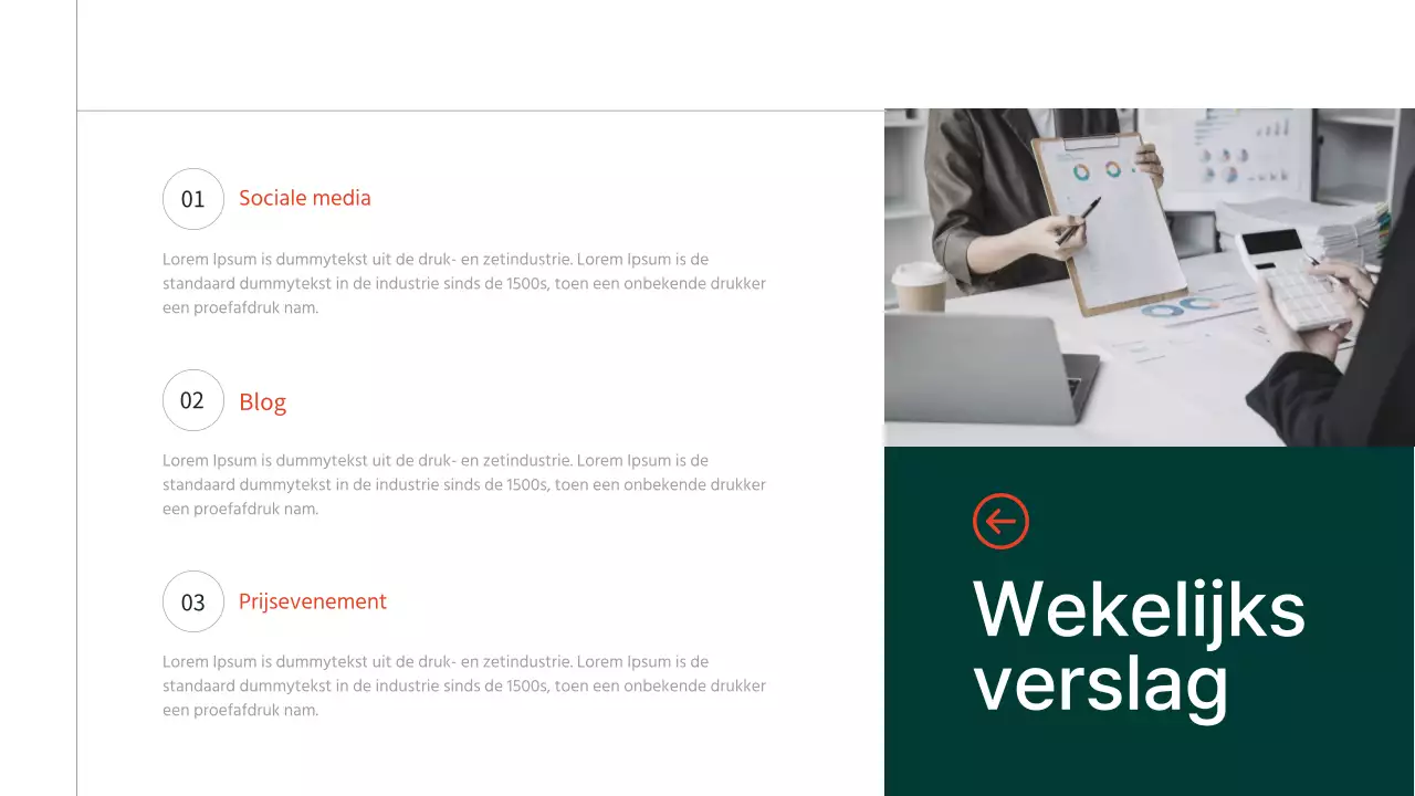 Oranje en Groen Eenvoudig Modern Elegant Marketing Team Notities