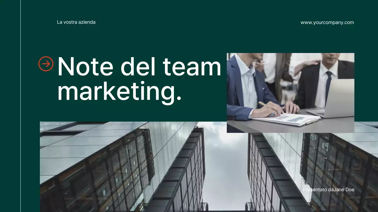 Arancione e verde Semplice moderno elegante Note del team marketing