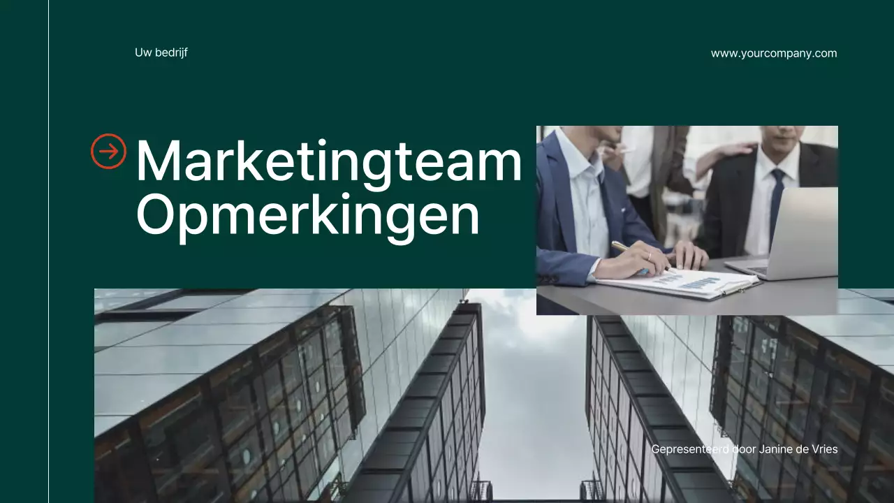 Oranje en Groen Eenvoudig Modern Elegant Marketing Team Notities