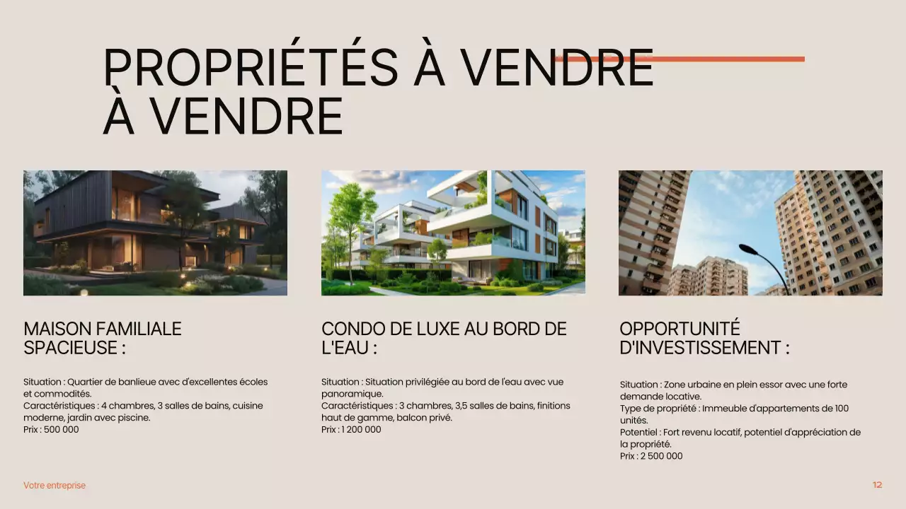 Noir Orange Beige Moderne Minimal Immobilier Introduction