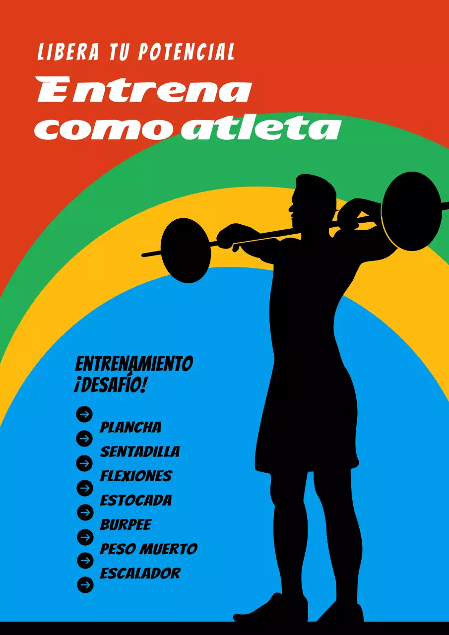 Negro Colorido Moderno Fitness Desafío Promoción