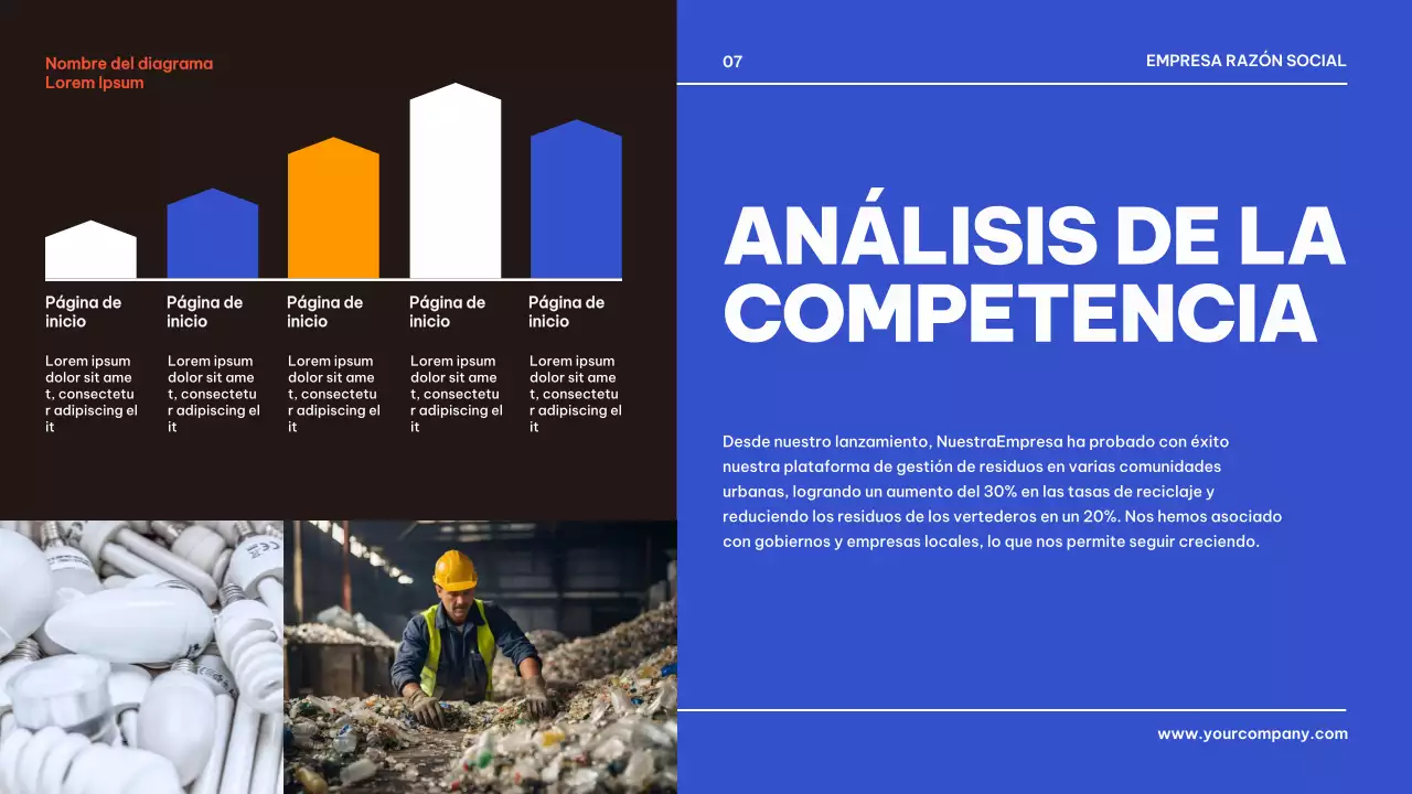 Presentación geométrica azul y negra de un producto empresarial