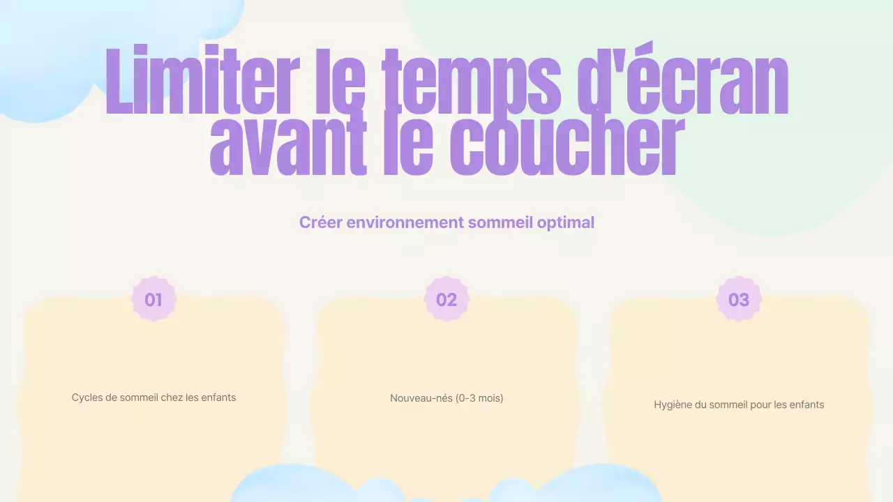 Guide du sommeil pour enfants rose pastel bleu jaune vert mignon et ludique