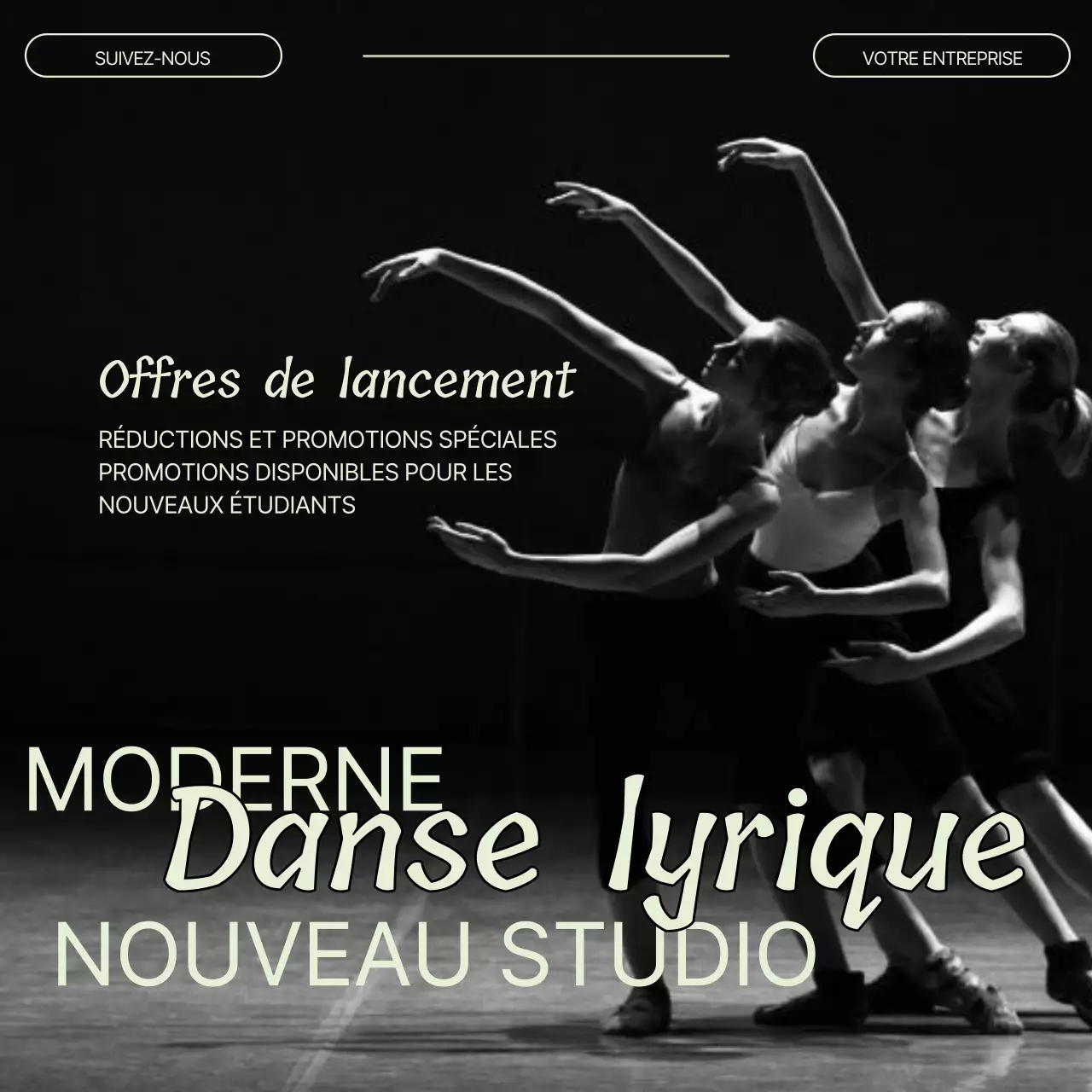 Noir et blanc Vert Moderne Minimal Danse/Petite entreprise Promotion