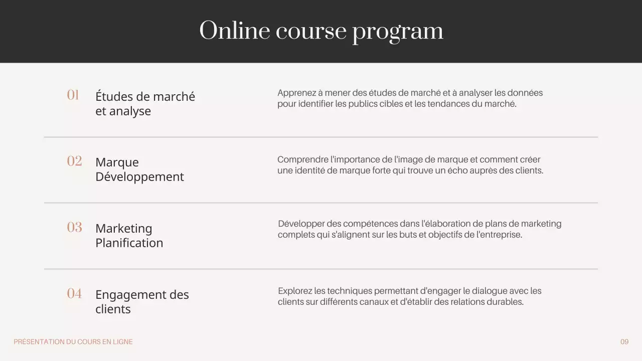 Noir Marron Beige Promotion des cours en ligne minimaux