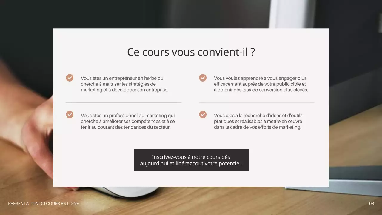 Noir Marron Beige Promotion des cours en ligne minimaux