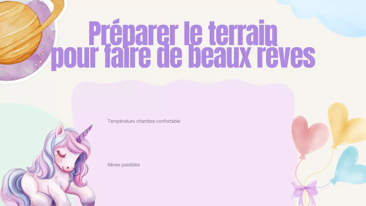 Guide du sommeil pour enfants rose pastel bleu jaune vert mignon et ludique