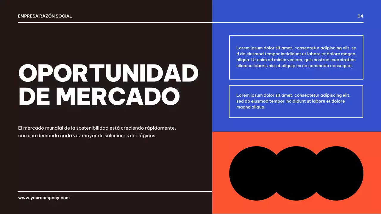 Presentación geométrica azul y negra de un producto empresarial