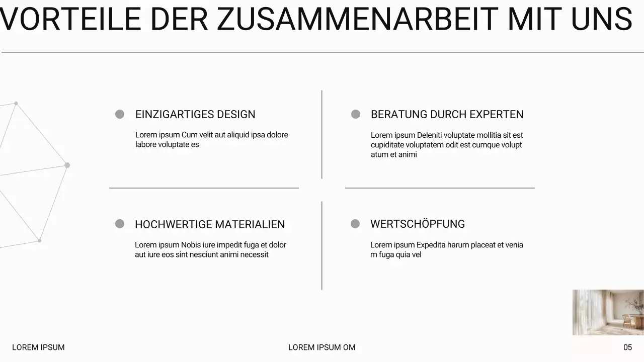Weißer moderner Luxus Einführung eines Innenarchitekturbüros