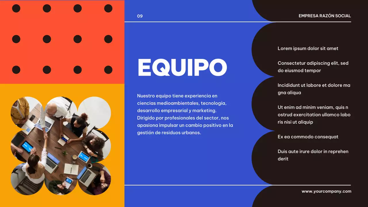 Presentación geométrica azul y negra de un producto empresarial