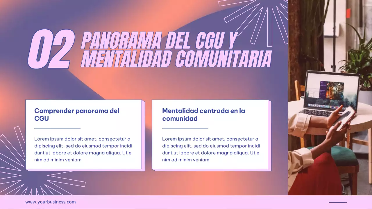 Púrpura Rosa Tendencia Moderna Presentación UGS Instrucciones