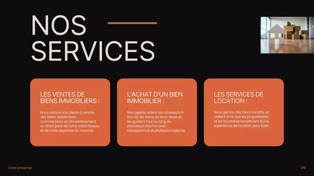 Noir Orange Beige Moderne Minimal Immobilier Introduction